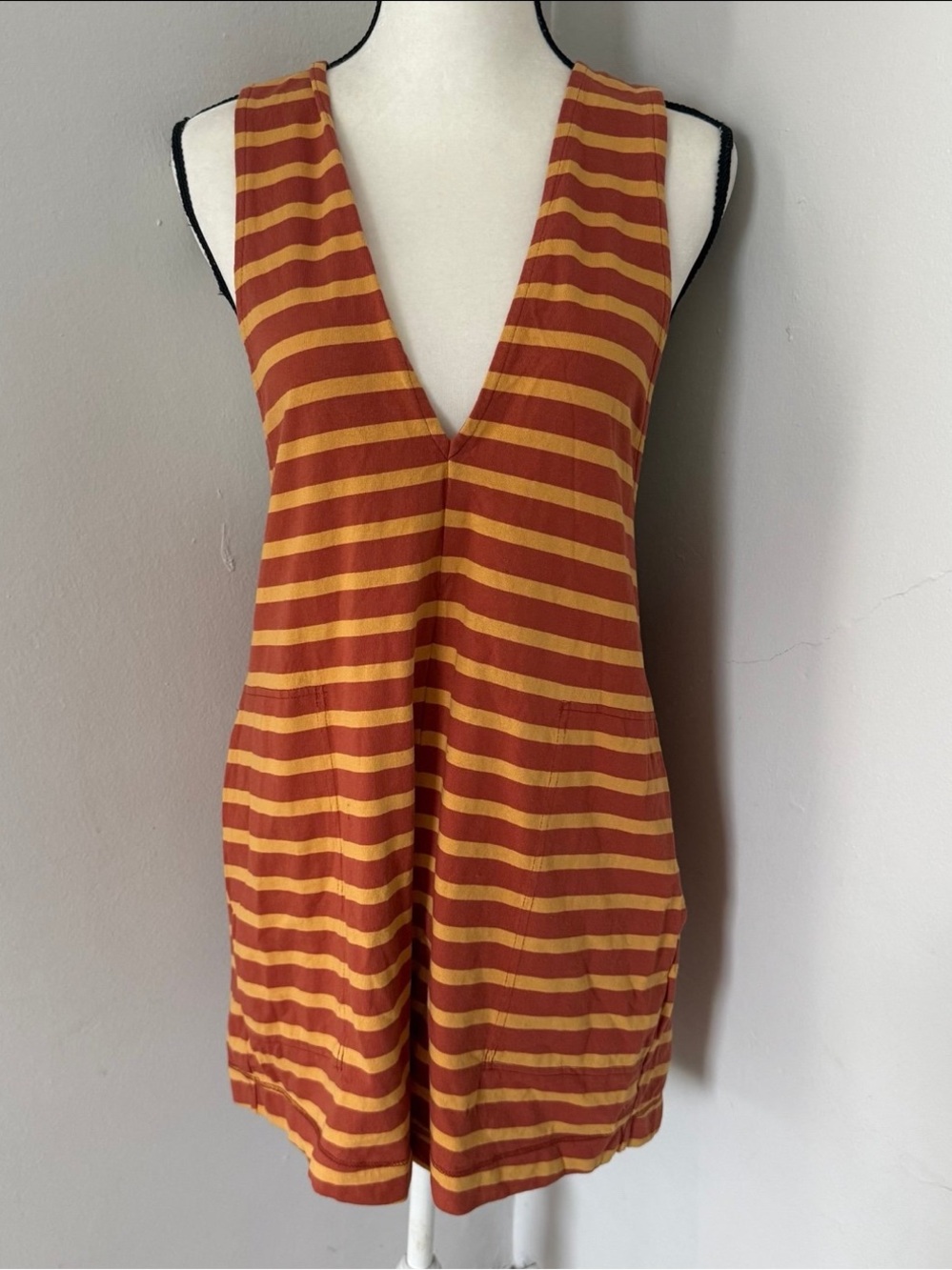 Free People Beach NWT Orange Stripped Romper Small